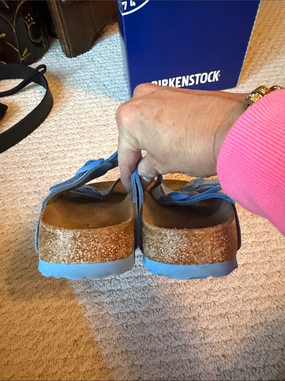 Birkenstock Sky Blue Suede Arizona Sandals - Picture 7 of 12